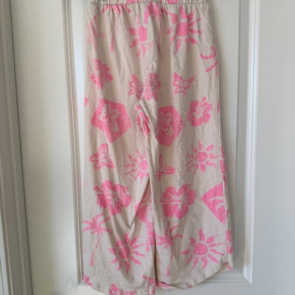 Zara Kids Pink Tropical Print Pants - Size 9 - Picture 4 of 5